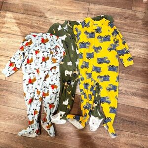 Carters Toddler Boy Fleece Footie Pajamas Cows Moose Farm Trucks Construction